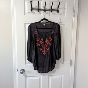 Ecoté Black Embroidered Women's Blouse